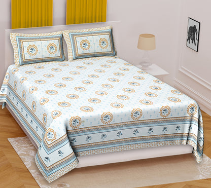 Palatial Comfort: Jumbo Jaipuri Cotton Bed Sheet - Elevate Your Bedroom with Regal Elegance