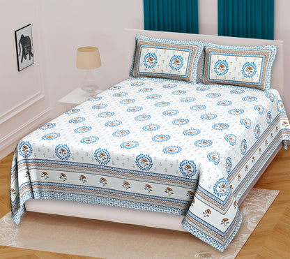 Palatial Comfort: Jumbo Jaipuri Cotton Bed Sheet - Elevate Your Bedroom with Regal Elegance