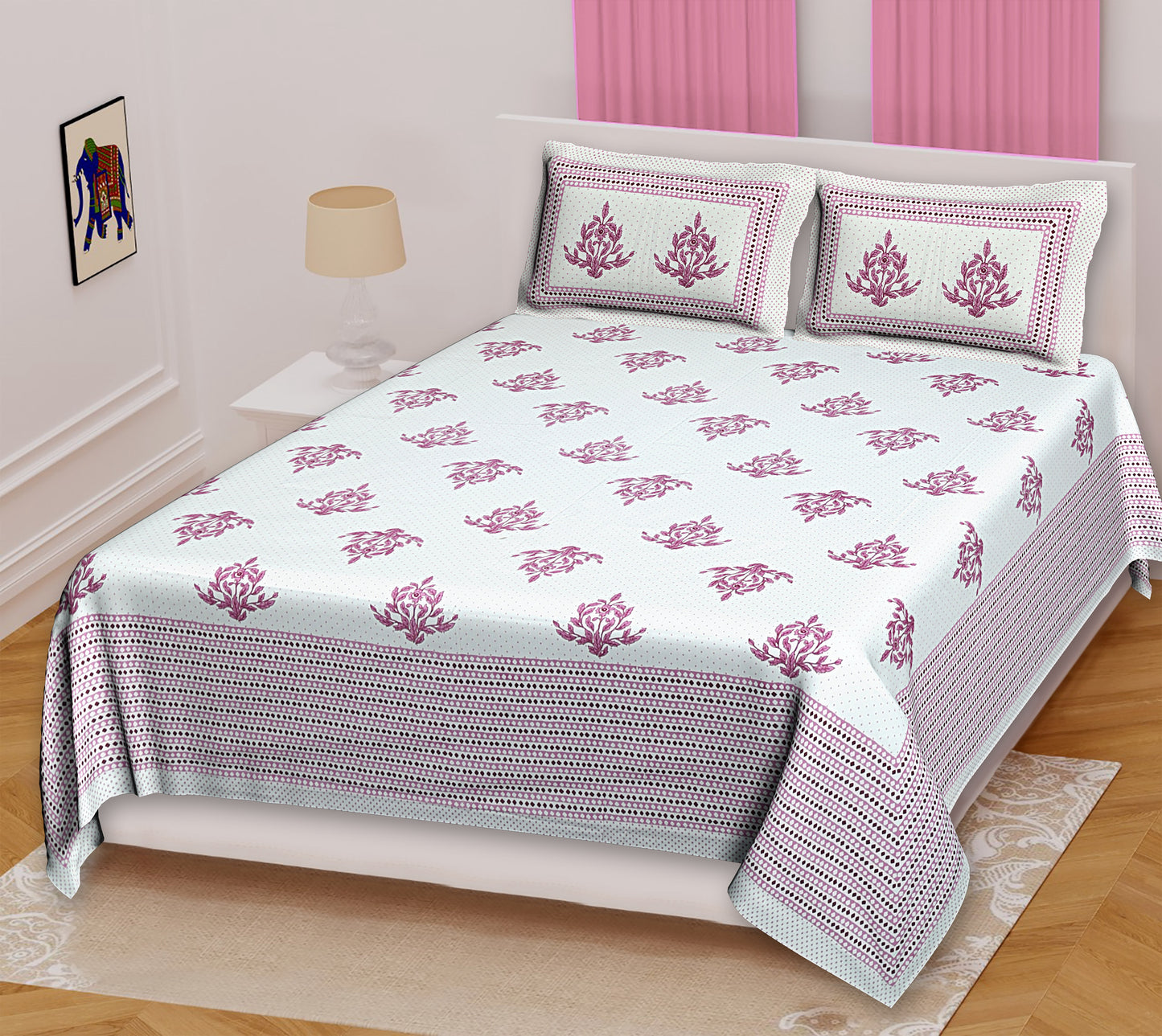 Palatial Comfort: Jumbo Jaipuri Cotton Bed Sheet - Elevate Your Bedroom with Regal Elegance