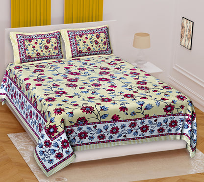 Jaipuri Elegance: Luxe Cotton King Size Bed Sheet for Regal Rest