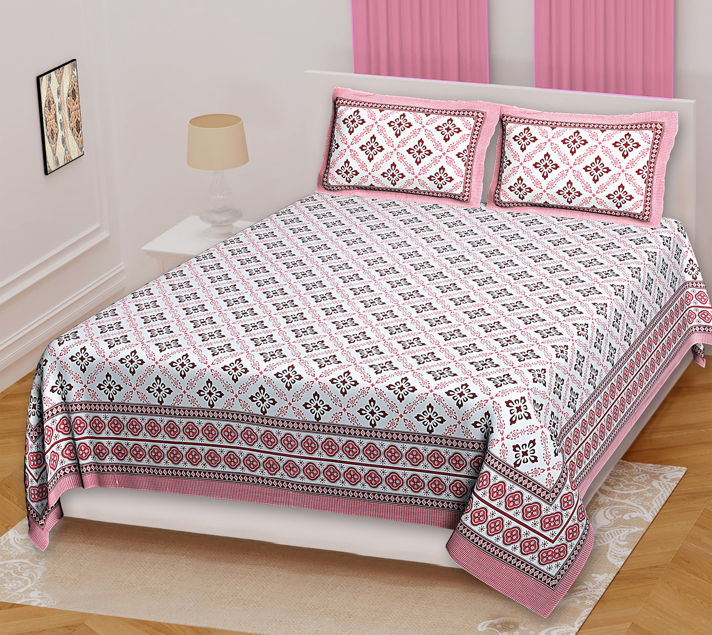 Palatial Comfort: Jumbo Jaipuri Cotton Bed Sheet - Elevate Your Bedroom with Regal Elegance