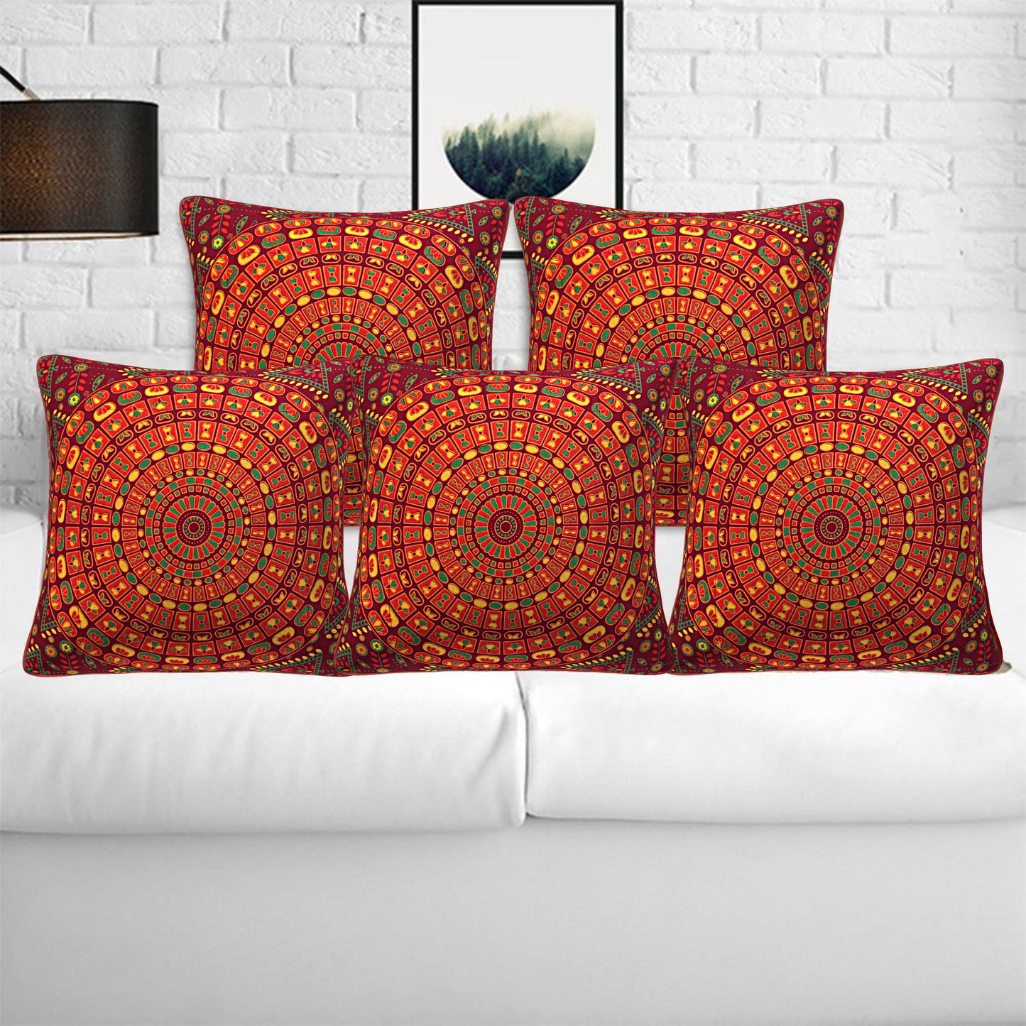 Jaipuri Cotton Cushion Covers(16x16 Inches Set of 5): Artisanal Elegance