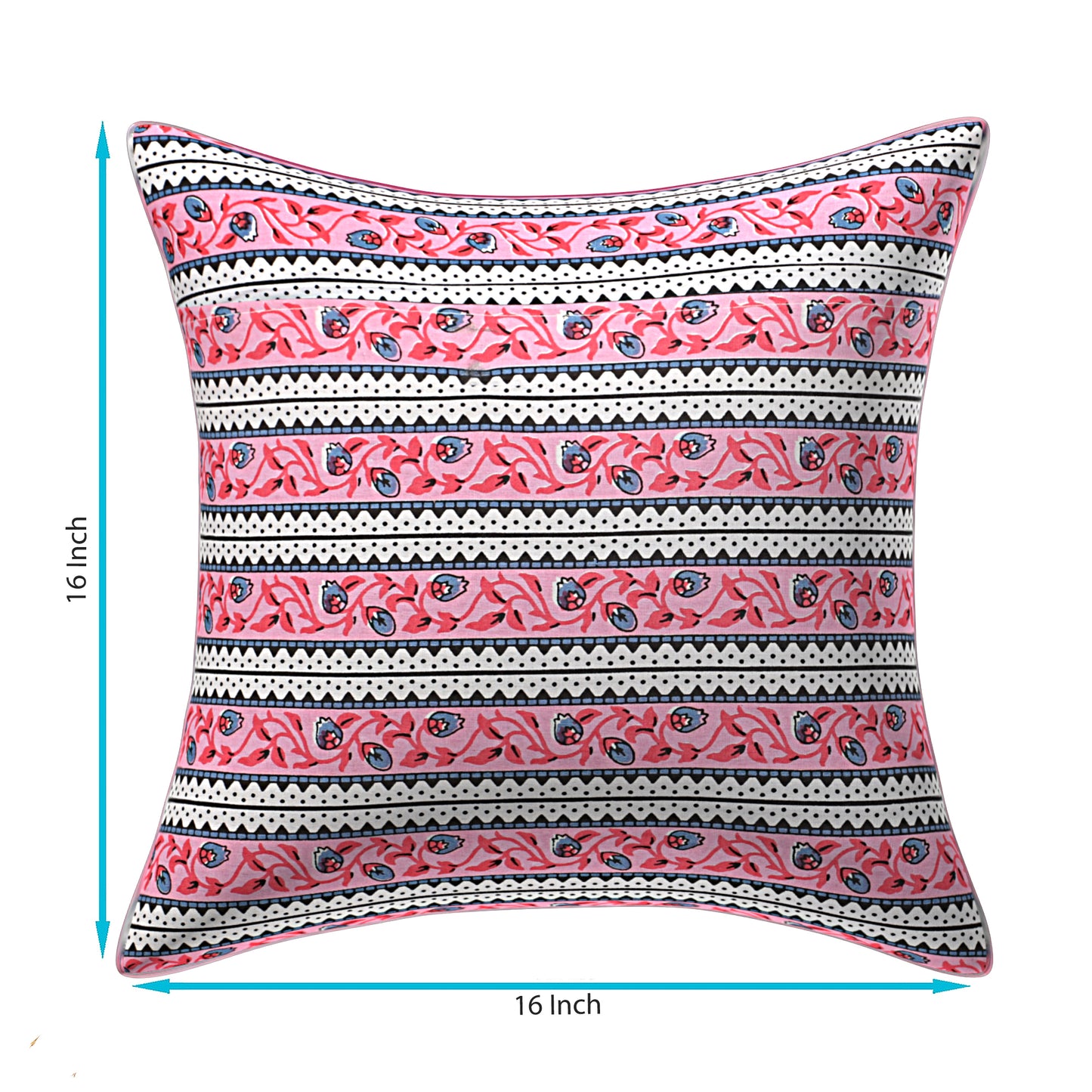 Jaipuri Cotton Cushion Covers(16x16 Inches Set of 5): Artisanal Elegance