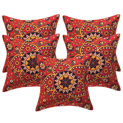 Jaipuri Cotton Cushion Covers(16x16 Inches Set of 5): Artisanal Elegance