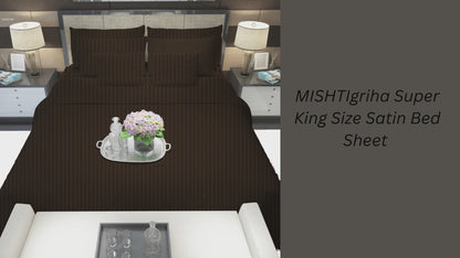 Modern Satin Brown Jumbo King Size Bedsheet