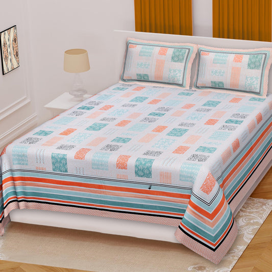 Modern Designed Multiple Block Printed King Size Bedsheet - MishtiGriha